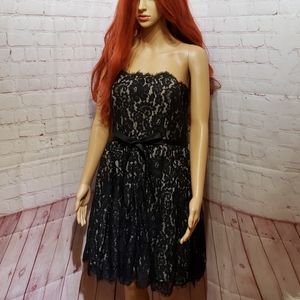 Black lace strapless dress